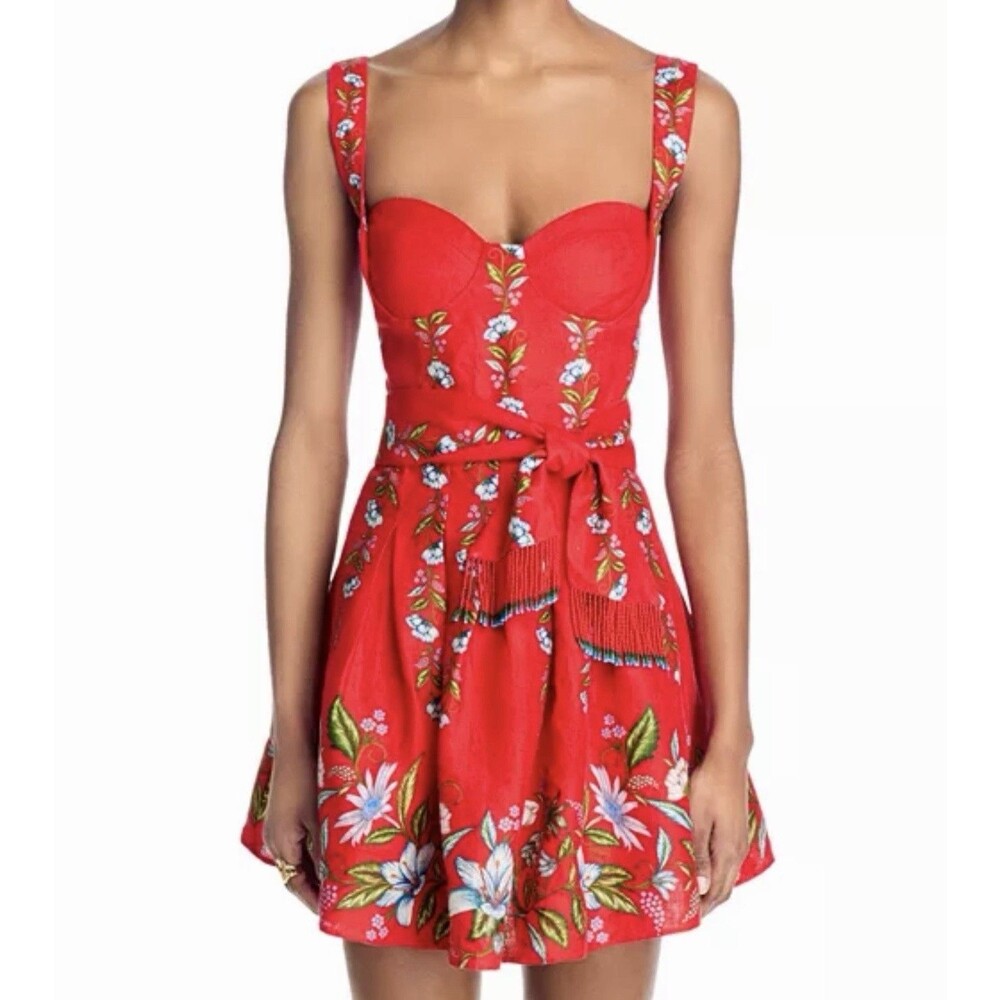 NWT Farm Rio Womens XL Mini Dress Red Sweet Bloom Bouquet Floral Coquette Boho - Picture 7 of 7